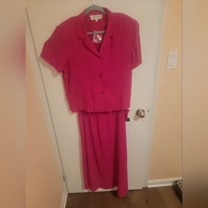 Vintage Donna Ricco Skirt Blouse Set 2pc Womens16 NWT MadeinUSA Coquette Barbie